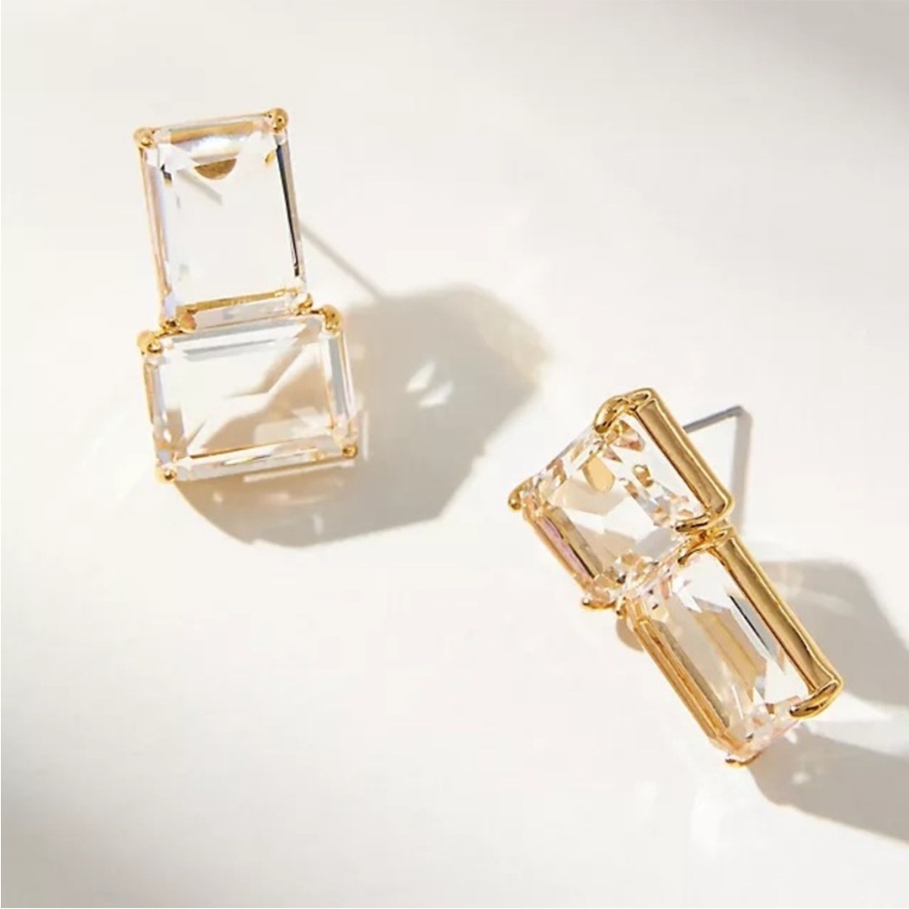 Lele Sadoughi Alternating Crystal Stud Earrings NEW